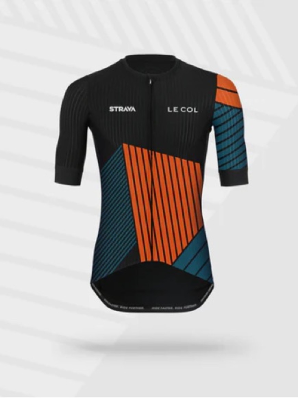Le Col Strava Men's Black Orange & Teal Cycling Jersey